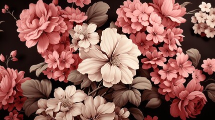 Design a high resolution vintage floral wallpaper with fantasy style flowers and a classic motif for a digital floral print background.