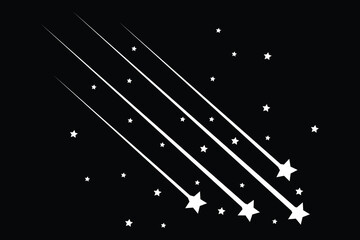 Wall Mural - white falling stars icon. flying comet with tail, falling meteor, abstract galaxy element. shooting 