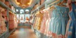 © Iryna - Fashionable children's clothing store with colorful displays of modern clothes on racks.