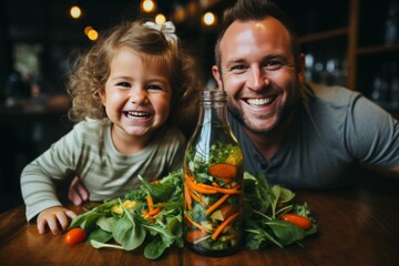 A scene of a family enjoying a leisurely weekend lunch together in their cozy kitchen at home.