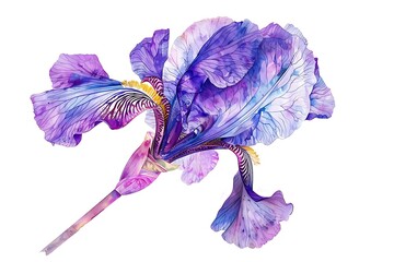 watercolor iris flower isolated on white background