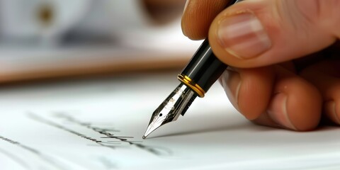 Wall Mural - A legal document being signed with a fountain pen. 