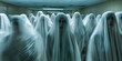 room full of woman dressed in white robes, faces are covered, blurry grainy photo, surreal
