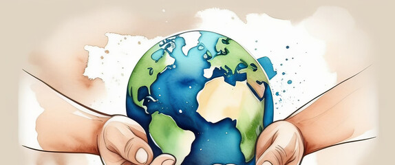 Holding a globe, their fingers delicately caress the contours of the world