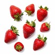 Top view, Set of Red Strawberry isolated on white background with clipping path. Full Depth of field. Focus stacking. PNG. Generative AI 