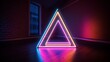 Abstract neon triangle background, vibrant and geometric. Ideal for technology, music, or nightlifethemed designs needing a modern touch.