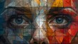 Captivating Cubist Facial Mosaic A Futuristic Portrayal of Scientific Wonders