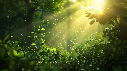 Sticker - Sunlit Woodland Foliage Glowing with Peaceful Natural Atmosphere and Ethereal Charm