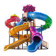 © Elmi - Water slide playground, transparent background, isolated image, generative AI