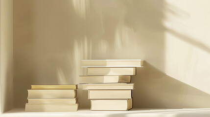 Wall Mural - stack of books, simple and minimal background. Generative Ai.