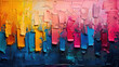 Abstract colorful background with palette knife texture in the style of various artists. The textured background was created using palette knives to lay down colorful paints created with ai.