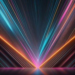Wall Mural - neon dreams: mesmerizing abstract futuristic dark background with vibrant blue, pink, and orange glo