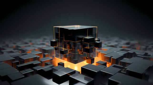 Futuristic cube formation,Abstract 3D rendering