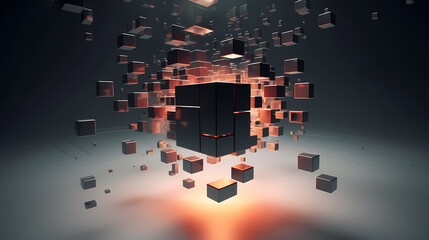 Poster - Futuristic cube formation,Abstract 3D rendering