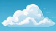 a flat illustration of big cloud in blue sky