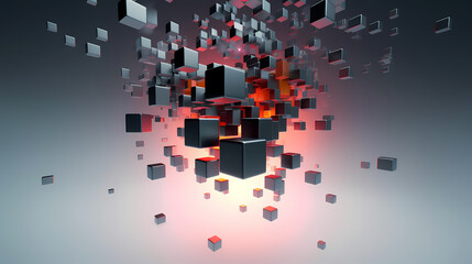 Poster - Futuristic cube formation,Abstract 3D rendering