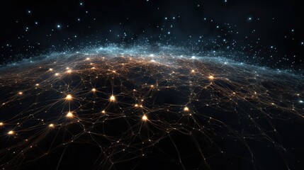 Poster - This image presents an intricate cosmic web of interconnected data points, evoking themes of network, connectivity, and astronomy, perfect for digital technology