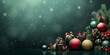 Christmas themed horizontal banner displaying various festive elements such as a tree gifts balls and decorations on a green backdrop, Generative AI 