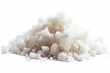 Heap of white salt crystals separated on a plain white background, Generative AI 