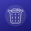Laundry basket icon in line design