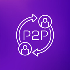 Wall Mural - p2p icon, peer-to-peer decentralized economy line design