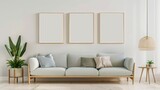 Fototapeta  - Picture frame, minimalist style, pastel colored walls.