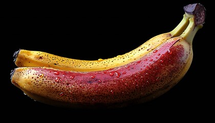 Wall Mural - red ripe banana isolated on black background.