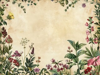 Retro apothecary floral label style