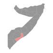 Lower Shabelle region map, administrative division of Somalia. Vector illustration.