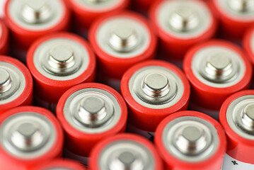 alkaline AA batteries, top view