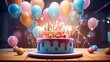 Happy birthday delisious cake, ai based illustration