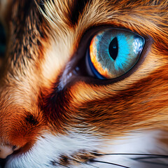 Wall Mural - Close-up of a cats eyes with vibrant colors.