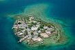 Aerial view of island village at Kuna Yala. San Blas archipelago, Caibbean, Panama, Central America - stock photo