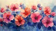 Vibrant oil painting of pink and orange flowers blooming, Concept of art, beauty, and spring renewal
