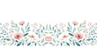 Floral border with flowers and leaves, watercolor floral decoration, vector illustration, generative ai
