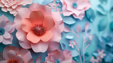 Minimalist, Bohemian Style Wallpaper For Phone Background In Pastel Colours, With Paper Cut Flowers, Close-up