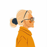 Fototapeta Panele - illustration of a old lady, old woman isolated on white background, isolated flat vector modern senior illustration