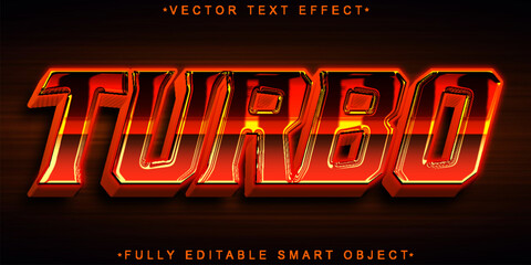 Wall Mural - Orange Shiny Turbo Vector Fully Editable Smart Object Text Effect