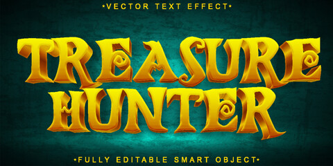Poster - Cartoon Golden Treasure Hunter Vector Fully Editable Smart Object Text Effect