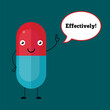 pills with a message, vector, cartoon