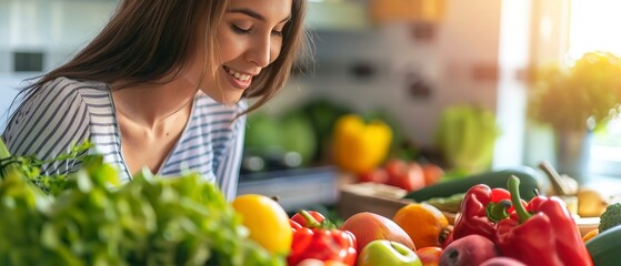 Sticker - Dietician discussing a fruit and vegetable chart, educational, bright focus.