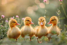Ducklings In The Garden