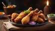 Dakgangjeong is a deep fried crispy chicken dish glaze food photography.