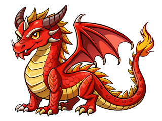 Wall Mural - Highly detailed vector of a red dragon.