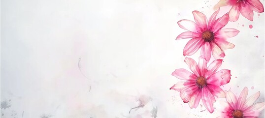 Wall Mural - Floral Blossom Beauty: A vibrant pink floral background illustration, perfect for spring cards and vintage designs.