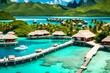 Panoramic poster advertising luxury holiday destination vacation. 