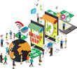 online shop networking isometric