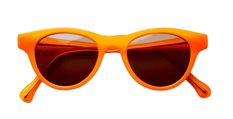 Orange sunglasses on white background