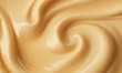 © Qeeraw - Wallpaper with glossy realistic beige cosmetic texture of skincare spa makeup product close up. Smooth smear, wavy smudge, swatch of cream, lotion. Creamy yogurt or melted texture spiral macro