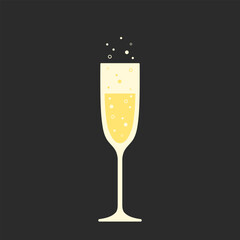 Wall Mural - Glass of champagne. Vector flat icon. Best for logo, posters, print, cards, menu concept and branding design.